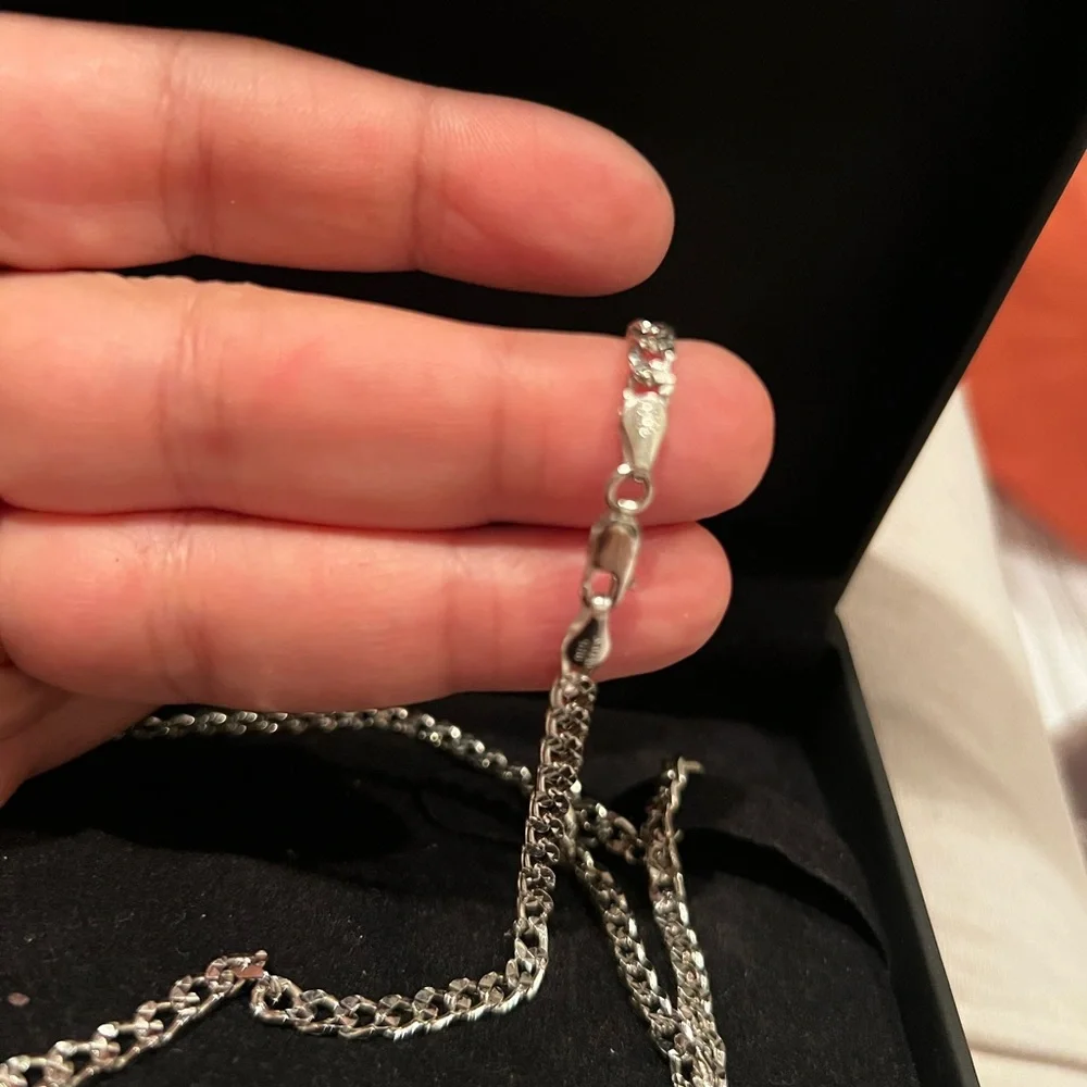 Zales Men's 22” 3.75mm Diamond-Cut Curb Chain 925 Sterling Silver Made in Italy